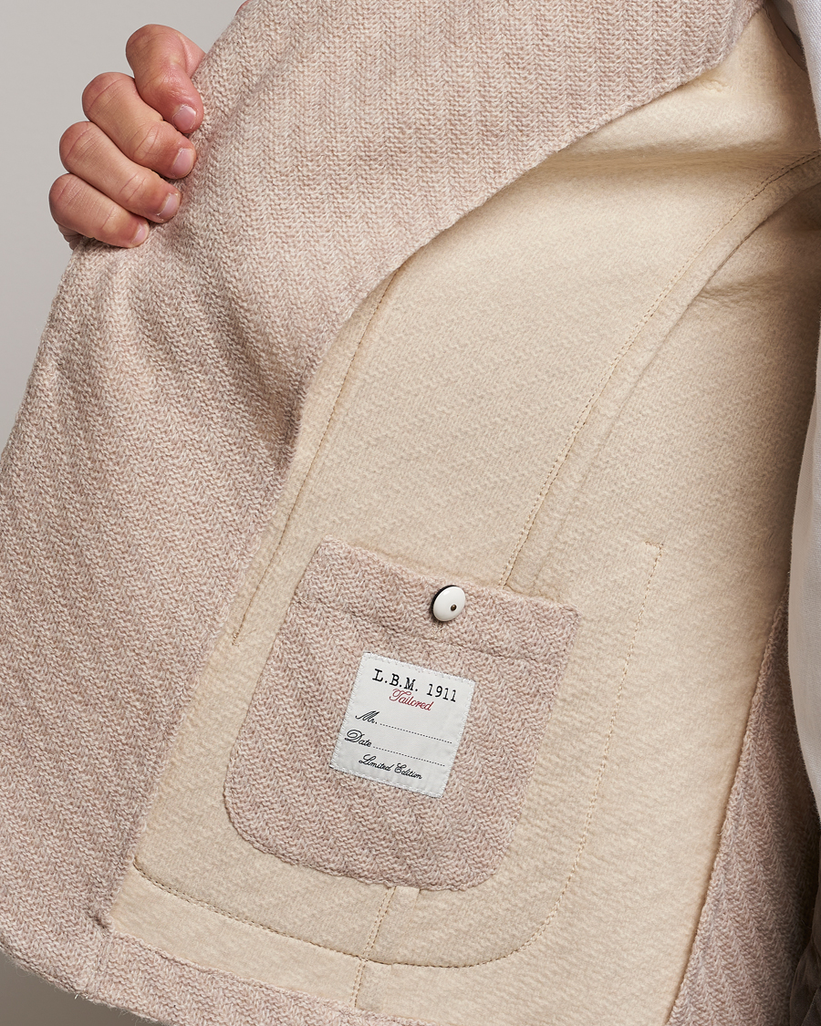 Herre | Dressjakker | L.B.M. 1911 | Knitted Punto Wool Structure Blazer Beige