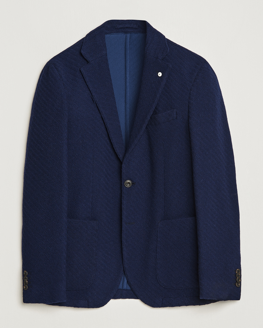 Herre | Dressjakker | L.B.M. 1911 | Knitted Punto Wool Structure Blazer Navy
