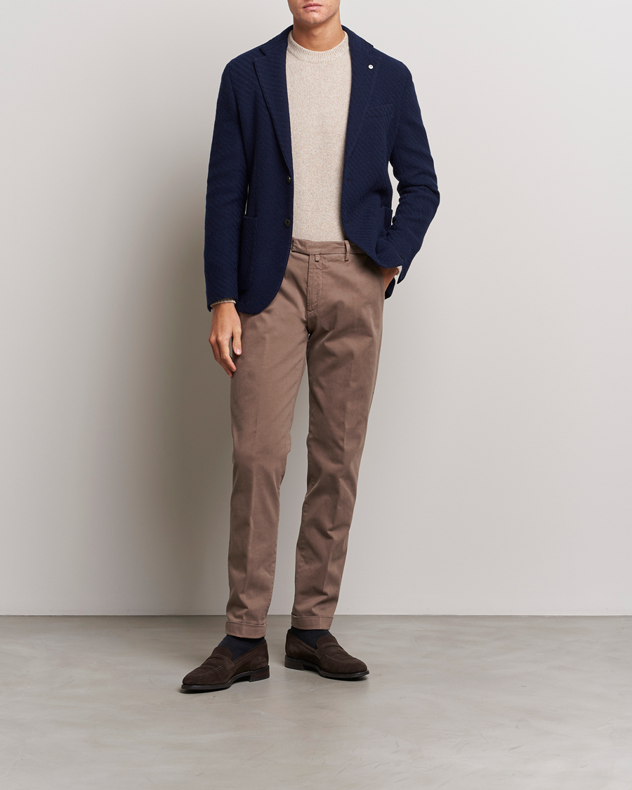 Herre | Dressjakker | L.B.M. 1911 | Knitted Punto Wool Structure Blazer Navy