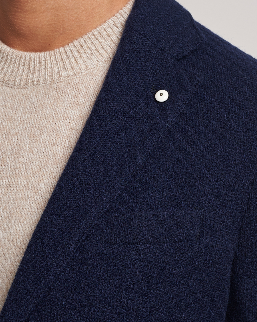 Herre | Dressjakker | L.B.M. 1911 | Knitted Punto Wool Structure Blazer Navy