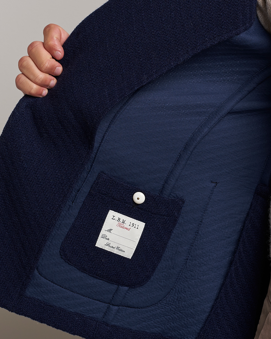 Herre | Dressjakker | L.B.M. 1911 | Knitted Punto Wool Structure Blazer Navy