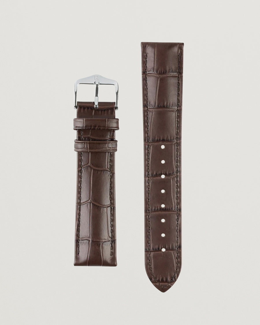 Herre |  | HIRSCH | Duke Embossed Leather Watch Strap Brown