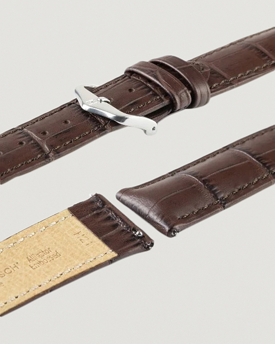 Herre | Klokkeremmer | HIRSCH | Duke Embossed Leather Watch Strap Brown