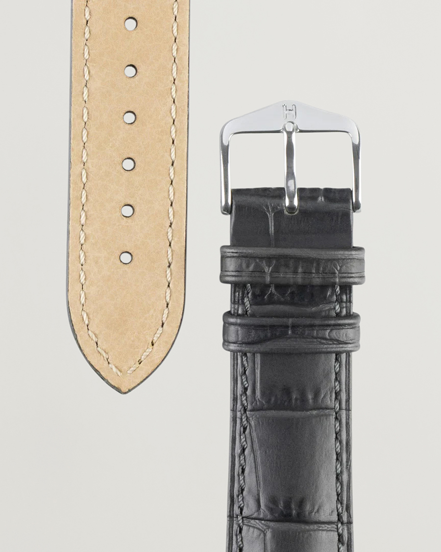 Herre | Lifestyle | HIRSCH | Duke Embossed Leather Watch Strap Grey