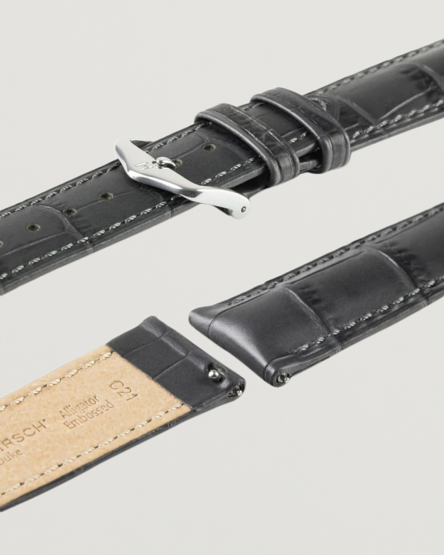 Herre | Klokkeremmer | HIRSCH | Duke Embossed Leather Watch Strap Grey
