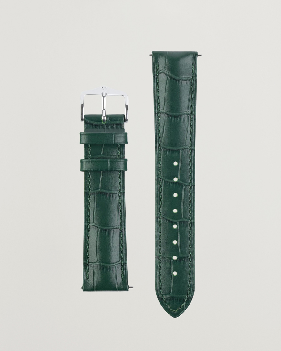 Herre | Klokkeremmer | HIRSCH | Duke Embossed Leather Watch Strap Green