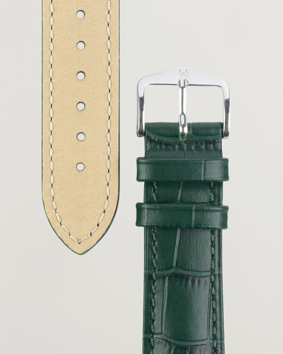 Herre | Klokkeremmer | HIRSCH | Duke Embossed Leather Watch Strap Green