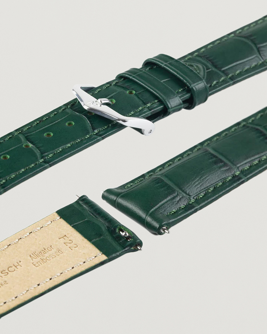 Herre | HIRSCH Duke Embossed Leather Watch Strap Green | HIRSCH | Duke Embossed Leather Watch Strap Green