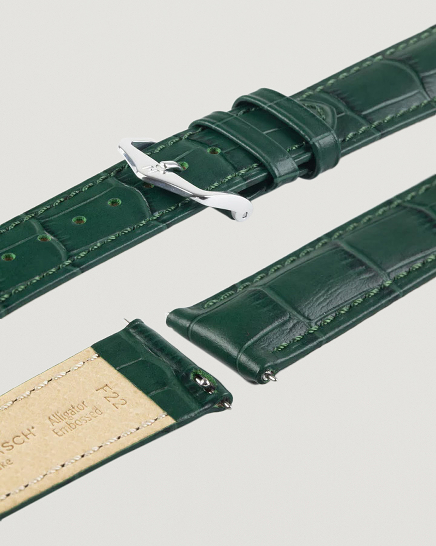Herre | Klokkeremmer | HIRSCH | Duke Embossed Leather Watch Strap Green
