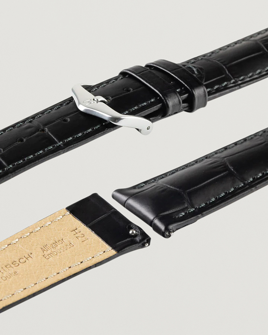 Herre | Klokkeremmer | HIRSCH | Duke Embossed Leather Watch Strap Black
