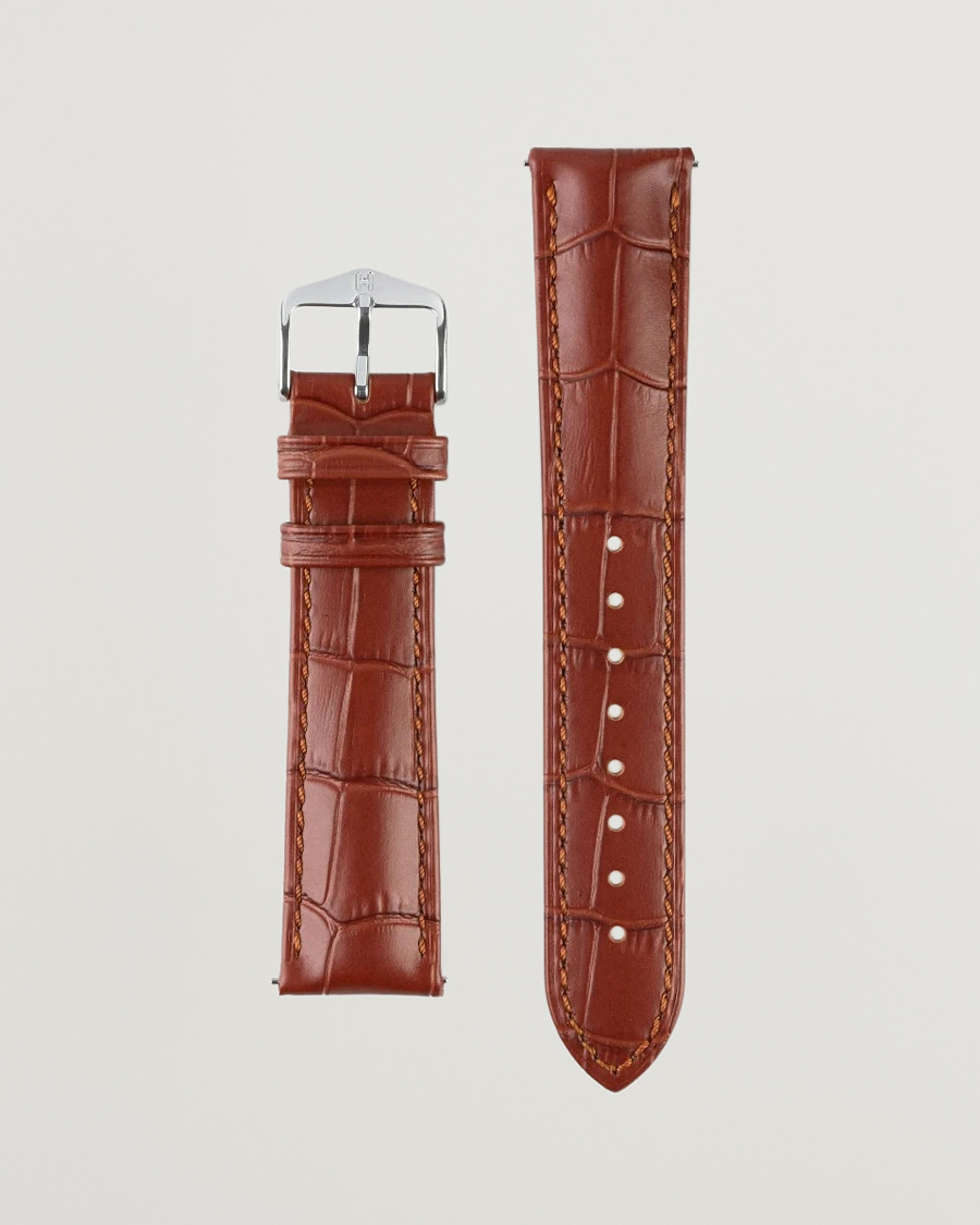 Herre |  | HIRSCH | Duke Embossed Leather Watch Strap Golden Brown