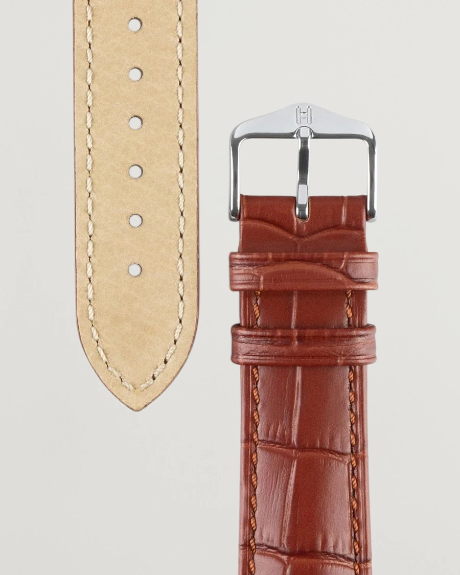 Herre |  | HIRSCH | Duke Embossed Leather Watch Strap Golden Brown