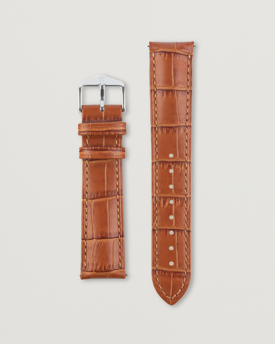 Herre |  | HIRSCH | Duke Embossed Leather Watch Strap Honey Brown