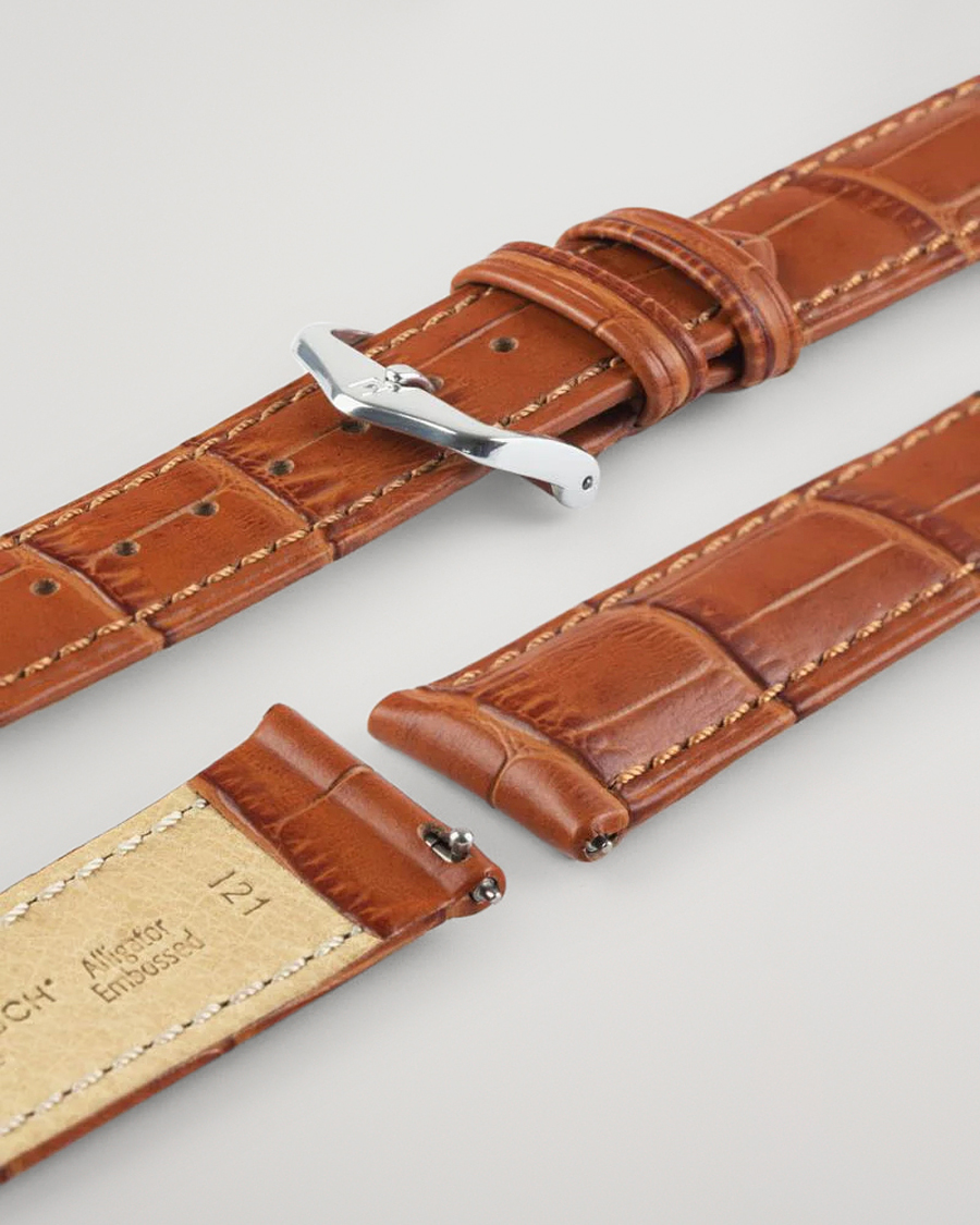 Herre | Klokkeremmer | HIRSCH | Duke Embossed Leather Watch Strap Honey Brown
