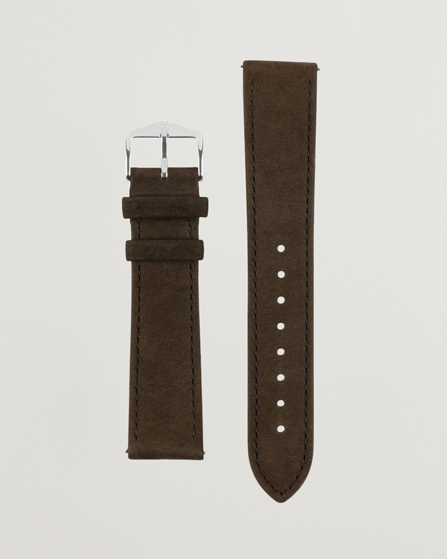 Herre | Klokkeremmer | HIRSCH | Osiris Calf Leather Nubuck Effect Watch Strap Brown