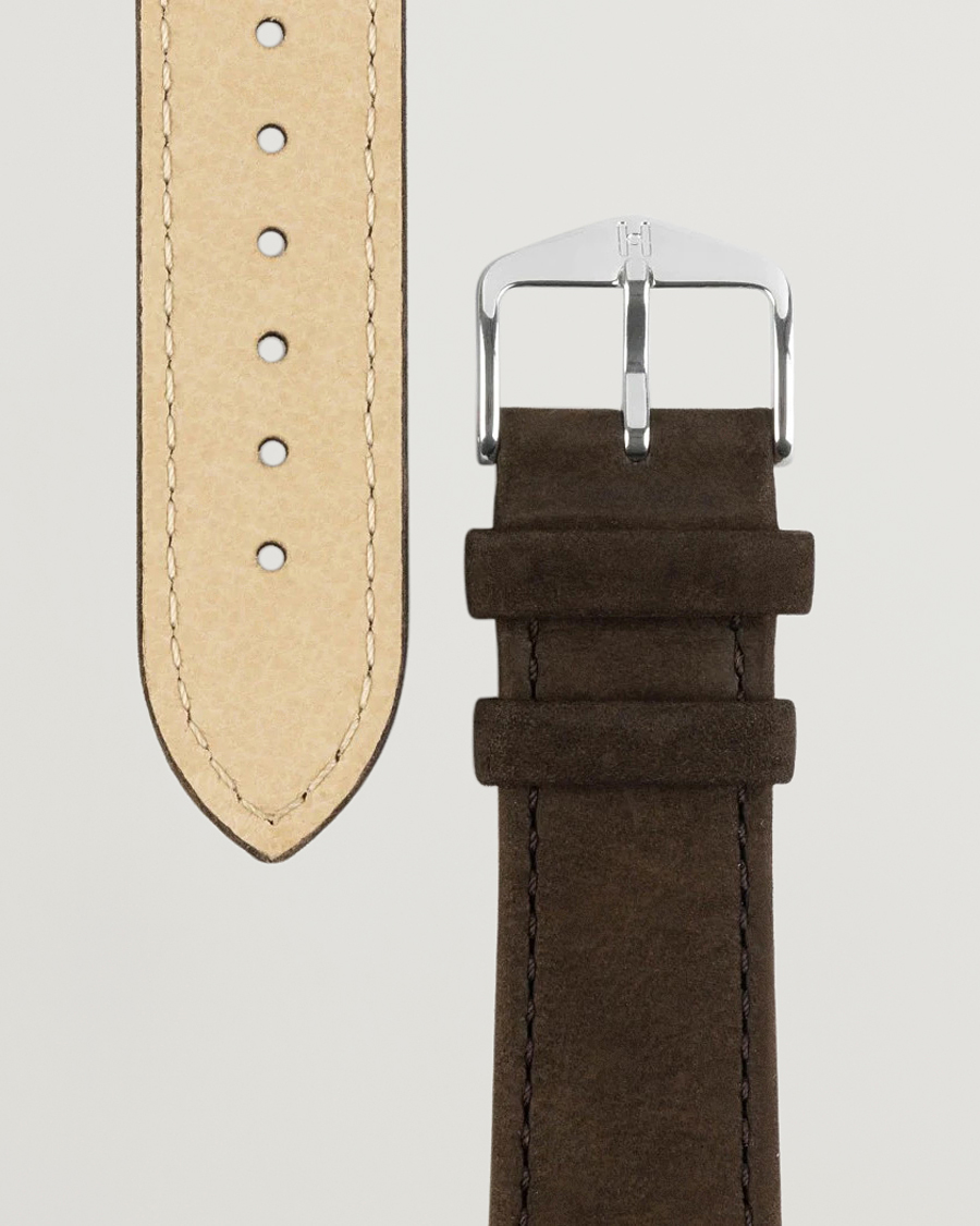 Herre |  | HIRSCH | Osiris Calf Leather Nubuck Effect Watch Strap Brown