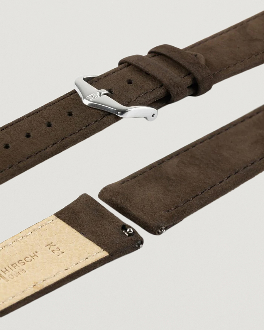 Herre | Klokkeremmer | HIRSCH | Osiris Calf Leather Nubuck Effect Watch Strap Brown