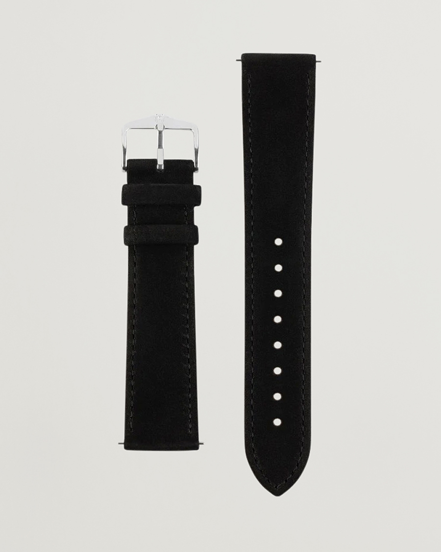 Herre | Klokkeremmer | HIRSCH | Osiris Calf Leather Nubuck Effect Watch Strap Black