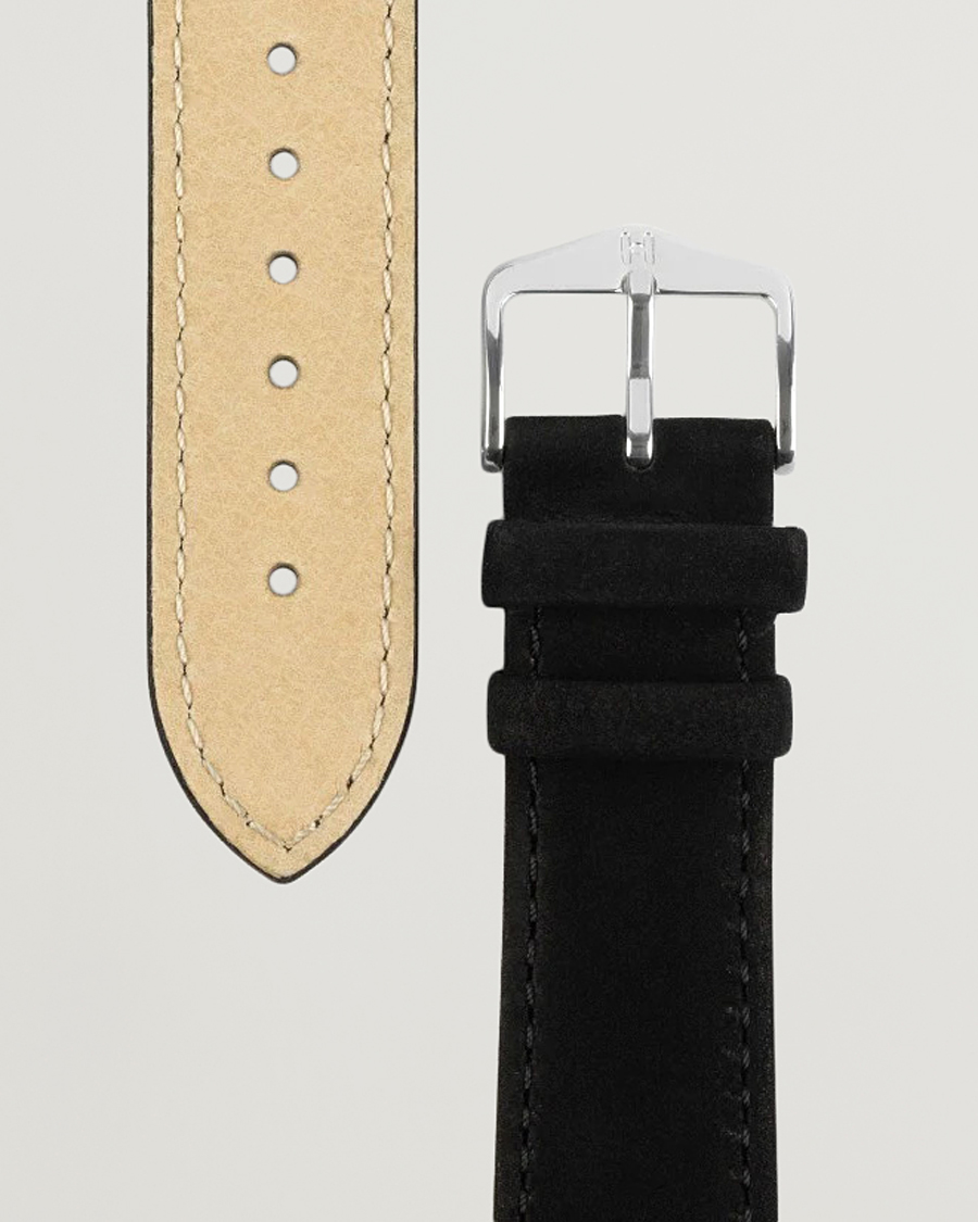 Herre | Klokkeremmer | HIRSCH | Osiris Calf Leather Nubuck Effect Watch Strap Black