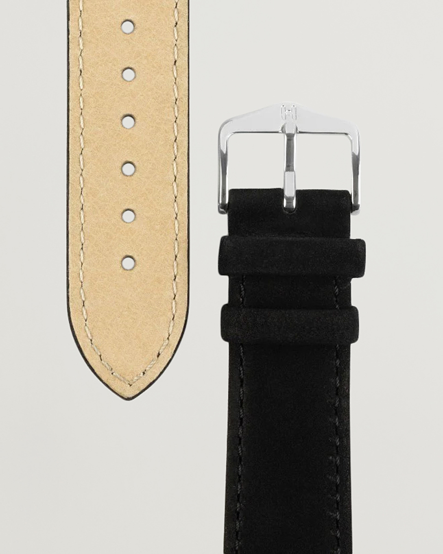 Herre | HIRSCH | HIRSCH | Osiris Calf Leather Nubuck Effect Watch Strap Black