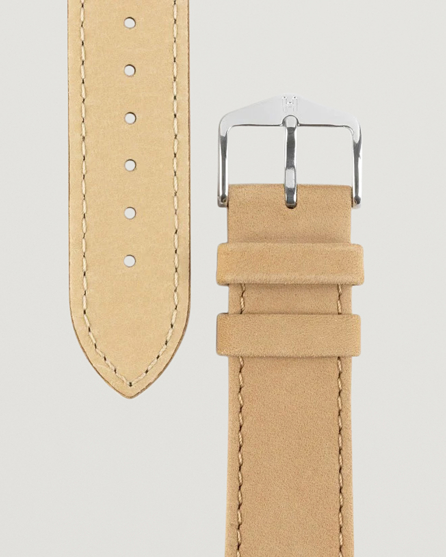 Herr |  | HIRSCH | Osiris Calf Leather Nubuck Effect Watch Strap Beige