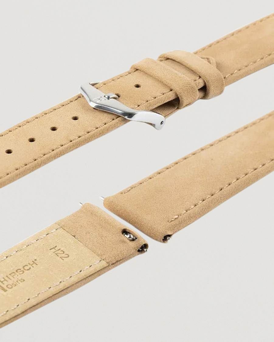 Herre | Klokkeremmer | HIRSCH | Osiris Calf Leather Nubuck Effect Watch Strap Beige