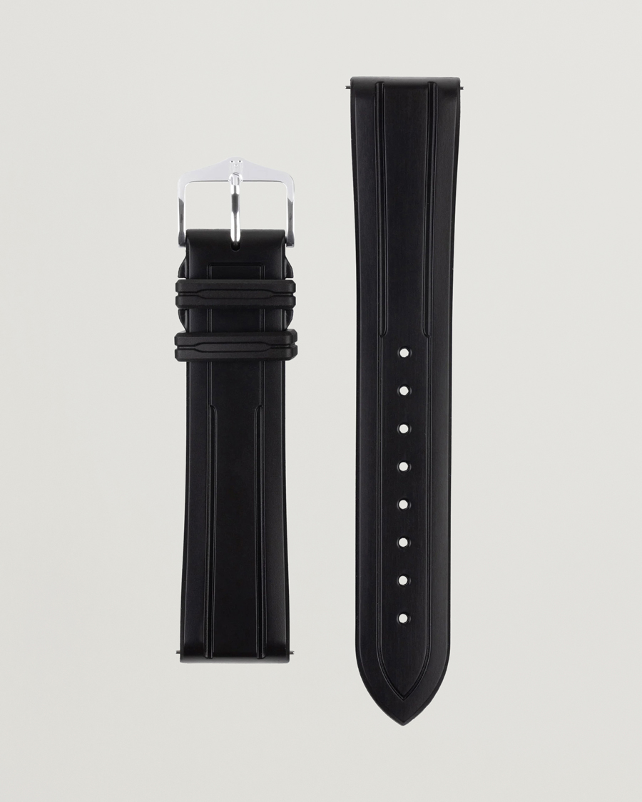 Herre | Klokkeremmer | HIRSCH | Hevea Rubber Watch Strap Black