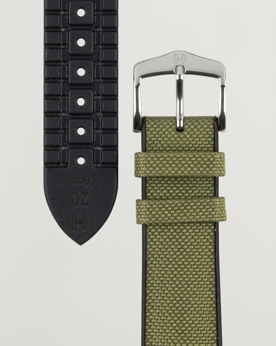 Herre | Urremme | HIRSCH | Arne Sailcloth Effect Performance Watch Strap Olive