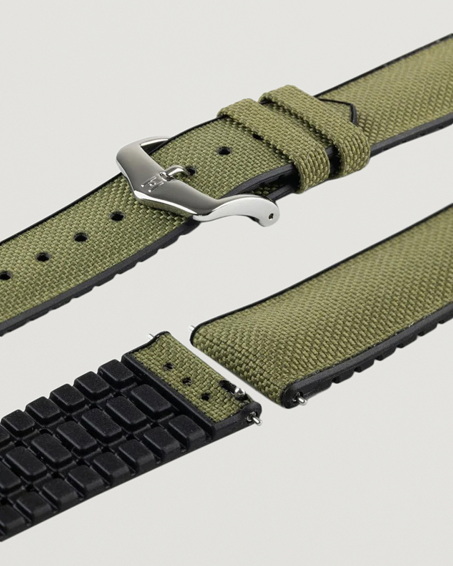 Herre | Klokkeremmer | HIRSCH | Arne Sailcloth Effect Performance Watch Strap Olive