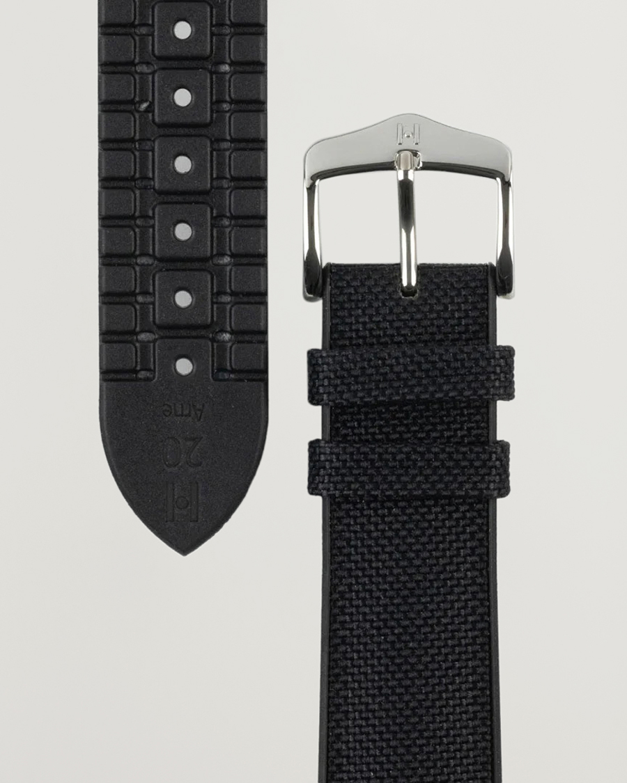 Herre | Klokkeremmer | HIRSCH | Arne Sailcloth Effect Performance Watch Strap Black