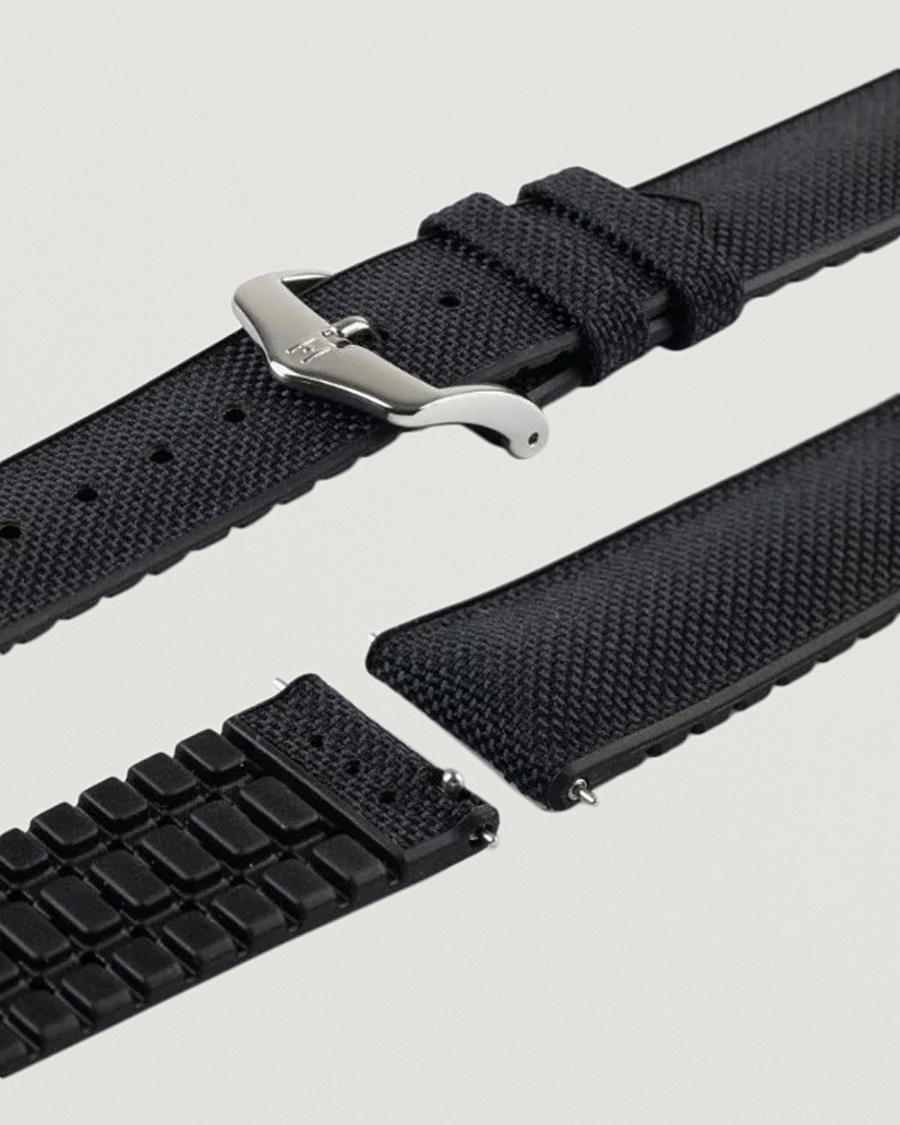 Herre | Klokkeremmer | HIRSCH | Arne Sailcloth Effect Performance Watch Strap Black