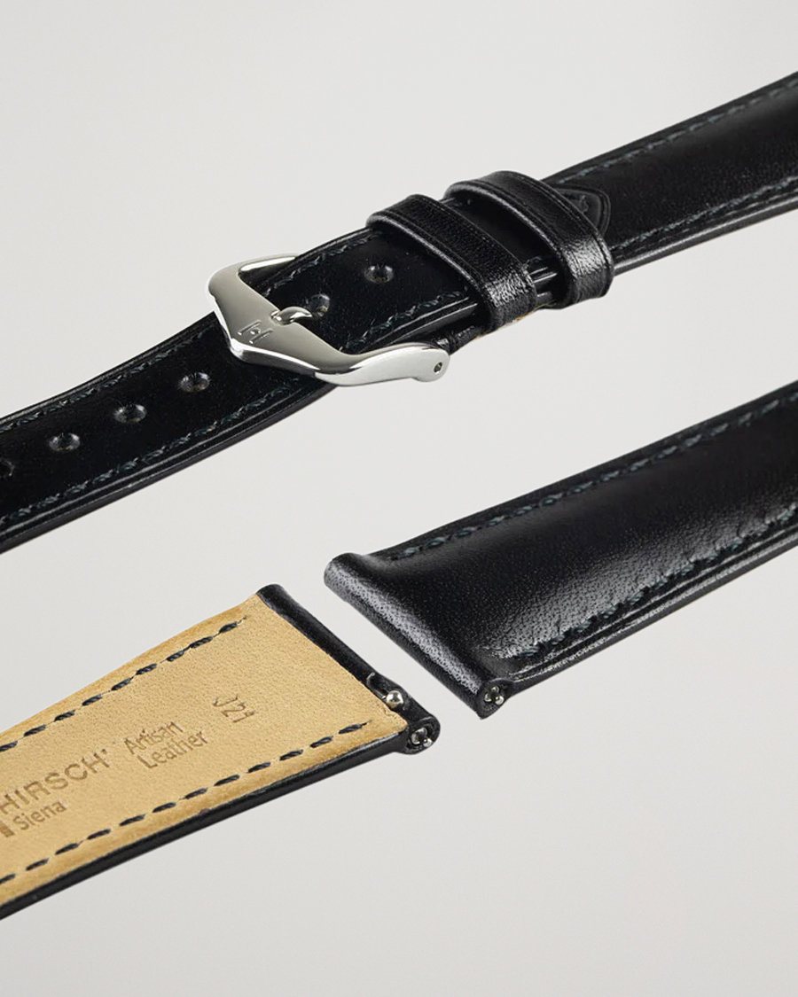Herre | Klokkeremmer | HIRSCH | Siena Tuscan Leather Watch Strap Black