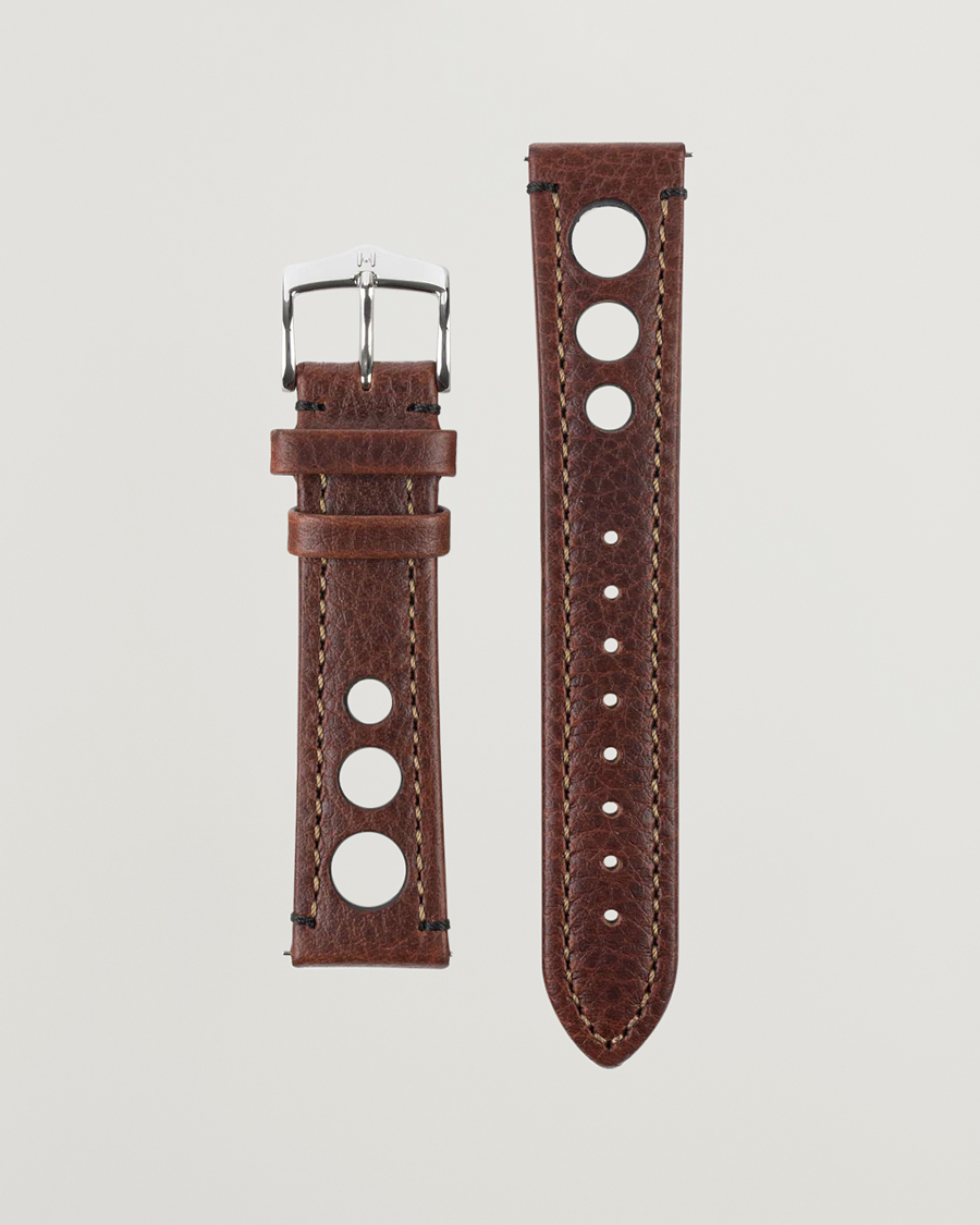 Herre | Klokkeremmer | HIRSCH | Rally Natural Leather Racing Watch Strap Brown
