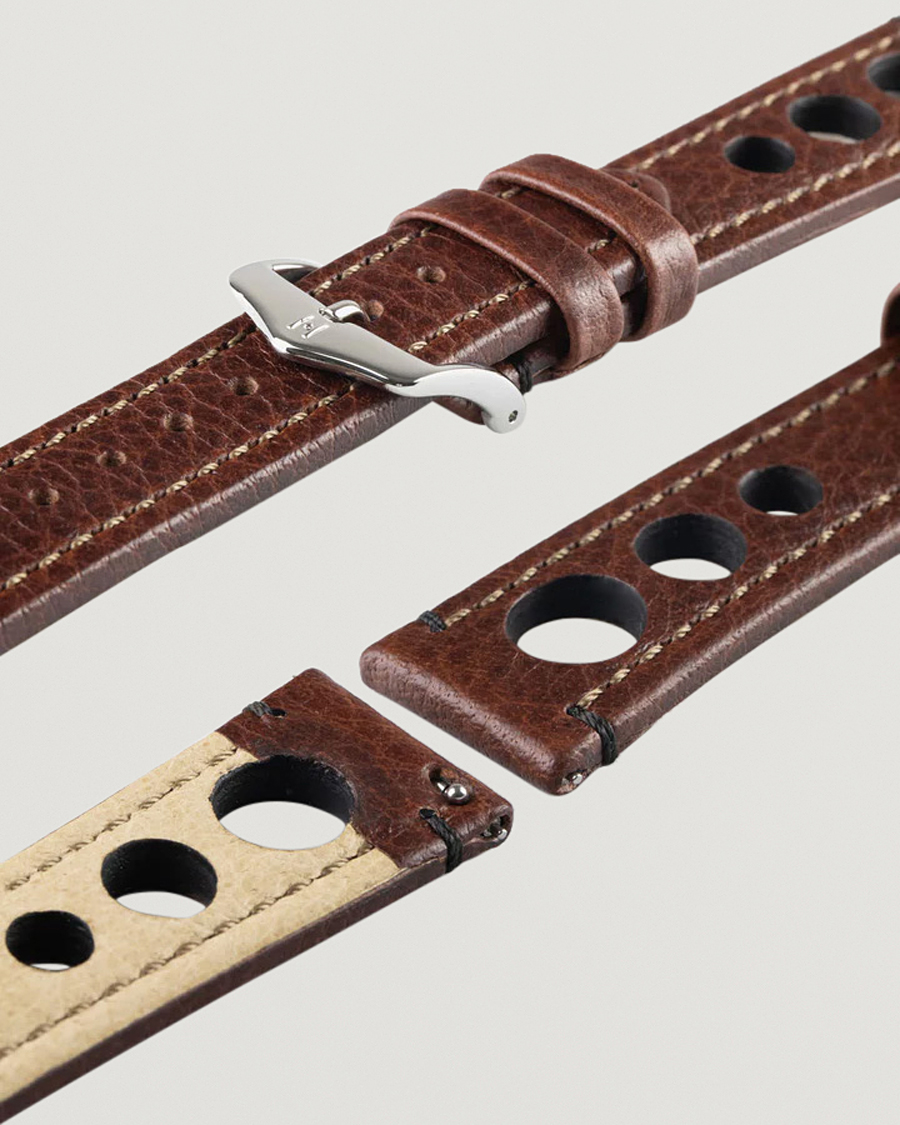 Herre | Klokkeremmer | HIRSCH | Rally Natural Leather Racing Watch Strap Brown