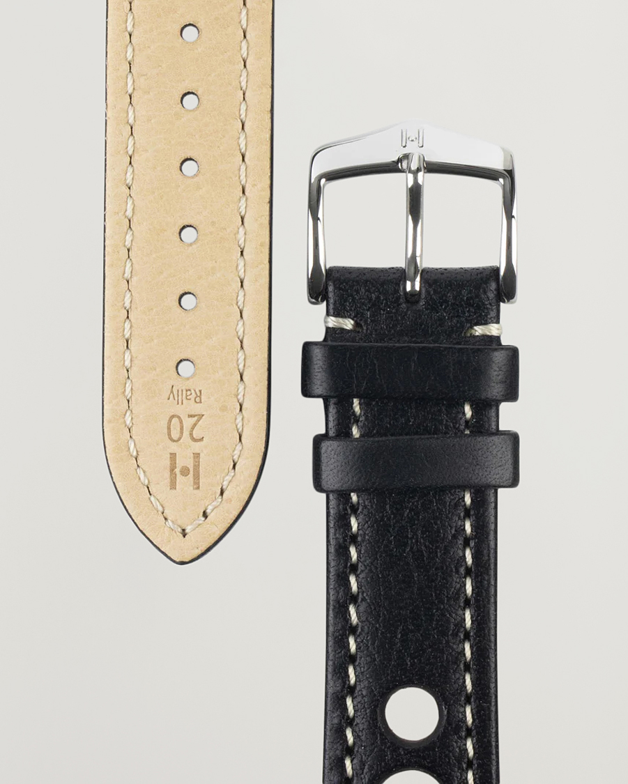 Herre | HIRSCH | HIRSCH | Rally Natural Leather Racing Watch Strap Black