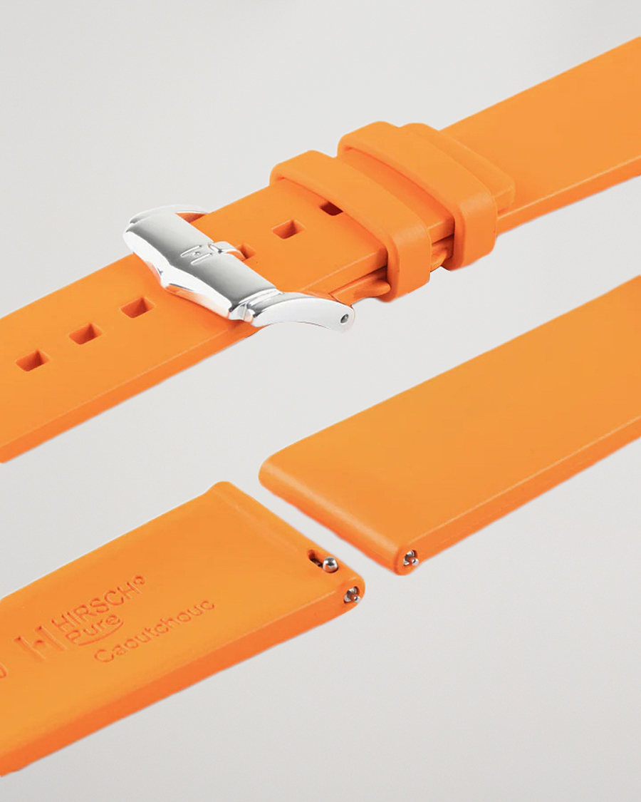 Herre | Klokkeremmer | HIRSCH | Pure Natural Rubber Watch Strap Orange