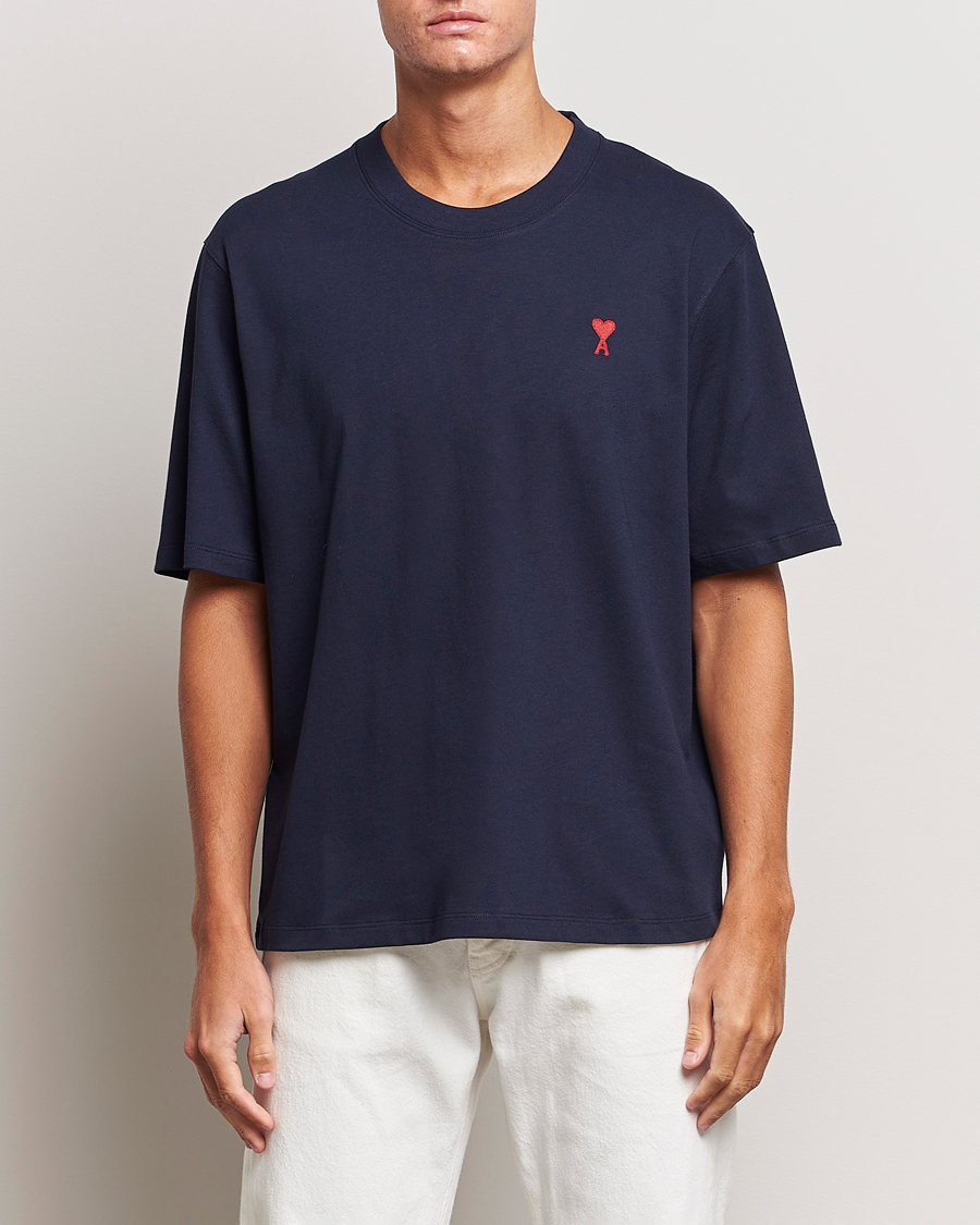 Herre | | AMI | Heart Logo T-Shirt Night Blue