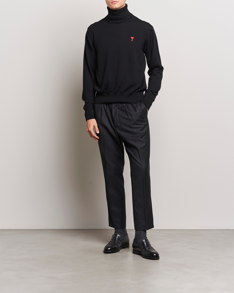 Herre | Gensere | AMI | Heart Logo Wool Turtleneck Black