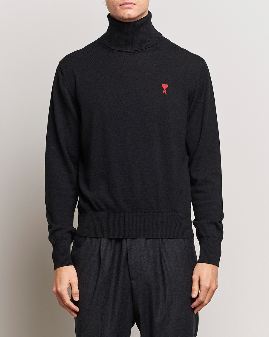 Herre | Salg | AMI | Heart Logo Wool Turtleneck Black