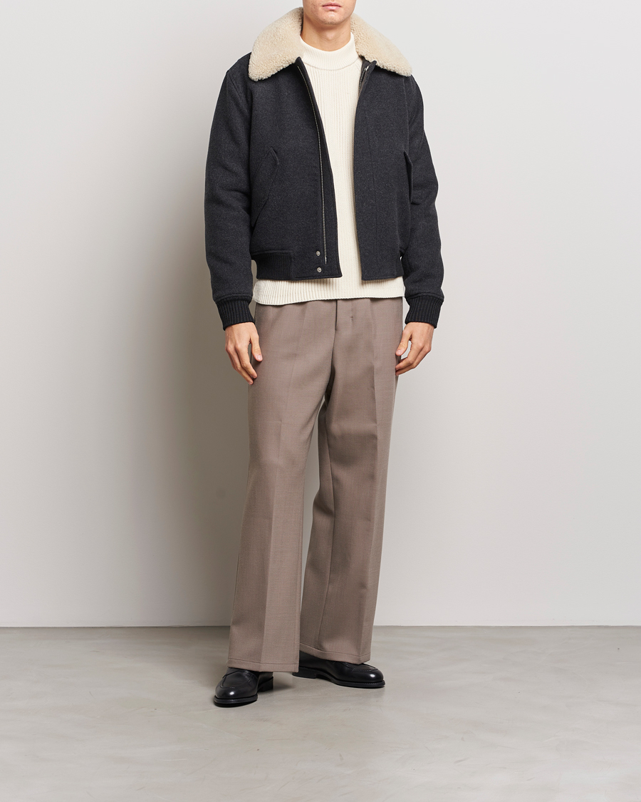 Herre | Jakker | AMI | Shearling Bomber Jacket Heather Grey