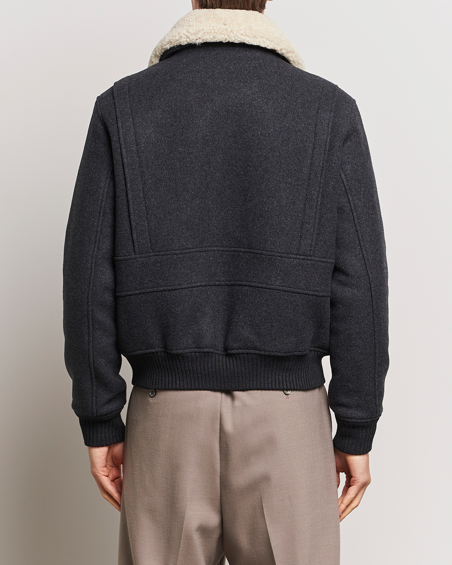 Herre | Jakker | AMI | Shearling Bomber Jacket Heather Grey