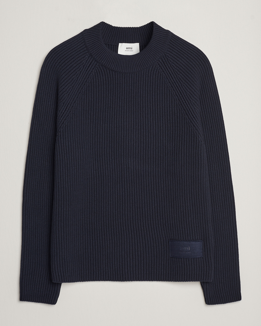 Herre | AMI | AMI | Heavy Knitted Crew Neck Night Blue