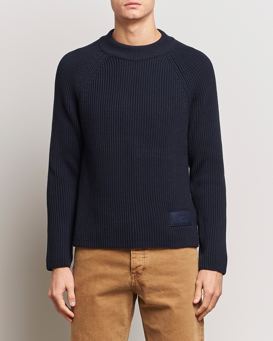Herre | AMI | AMI | Heavy Knitted Crew Neck Night Blue
