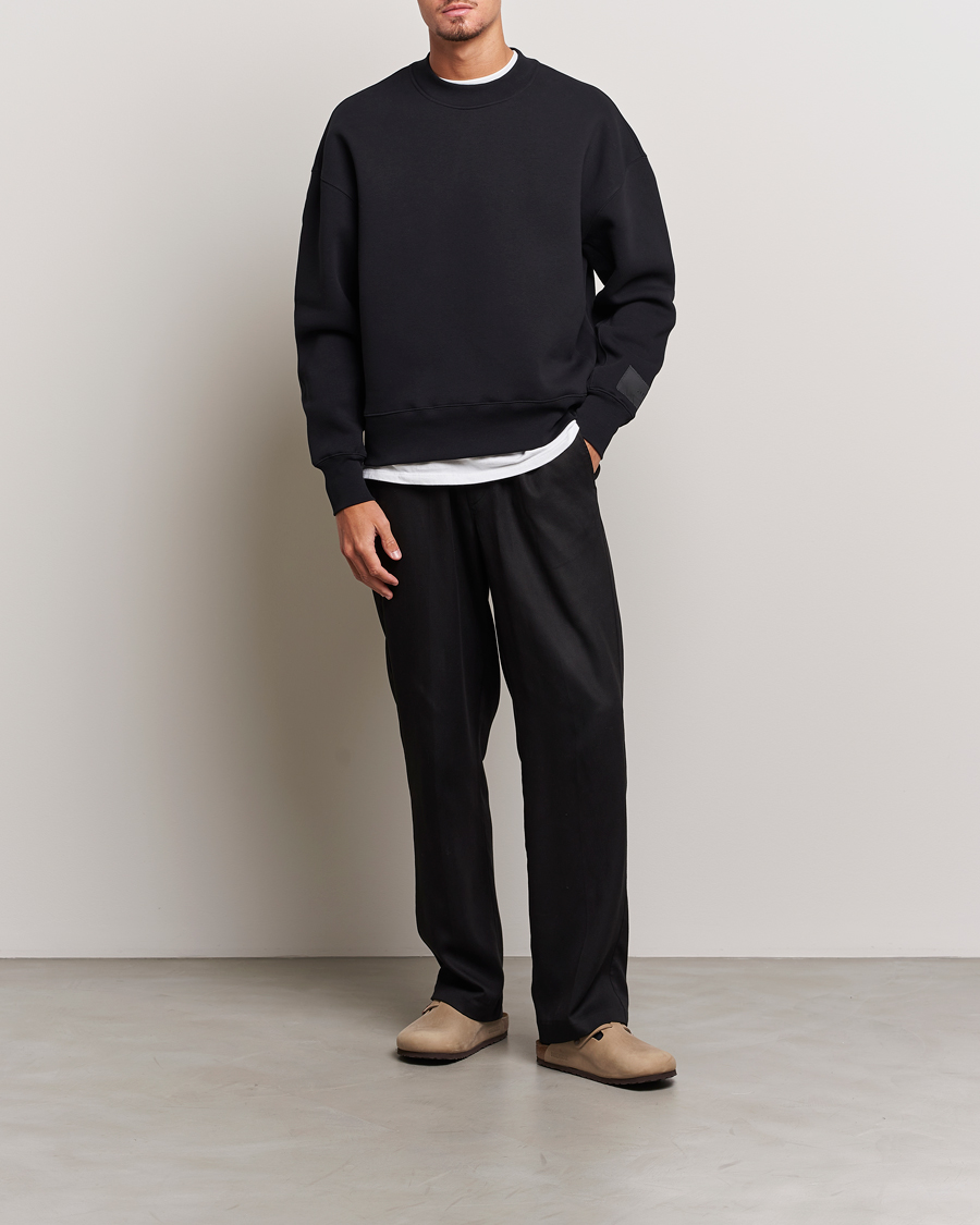 Herre | Gensere | AMI | Brushed Cotton Crew Neck Sweatshirt Black