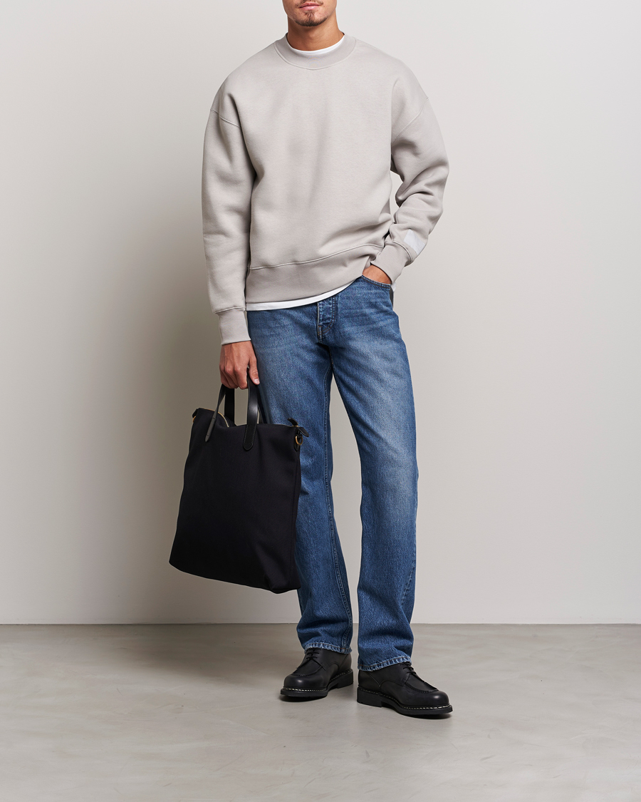 Herre | Gensere | AMI | Brushed Cotton Crew Neck Sweatshirt Pearl Grey