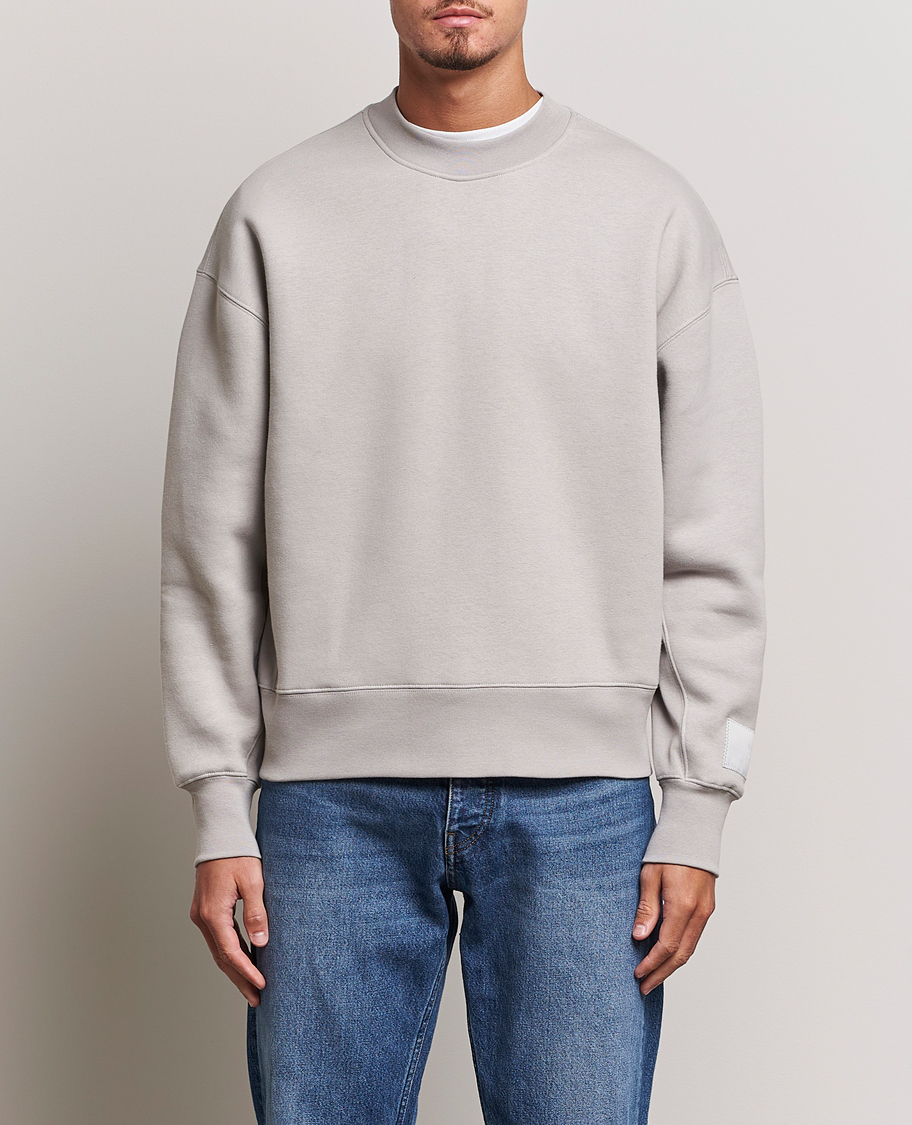Herre | Grå gensere | AMI | Brushed Cotton Crew Neck Sweatshirt Pearl Grey
