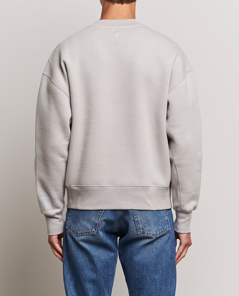 Herre | Gensere | AMI | Brushed Cotton Crew Neck Sweatshirt Pearl Grey