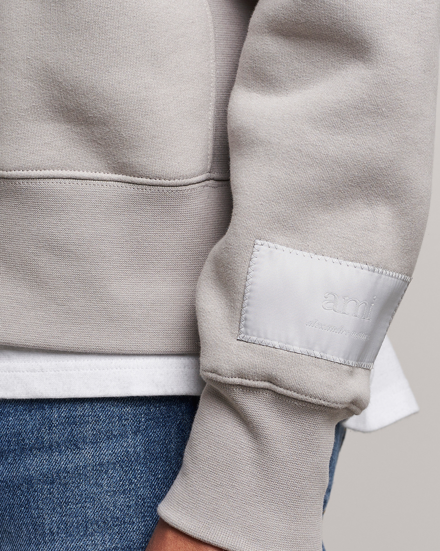 Herre | Gensere | AMI | Brushed Cotton Crew Neck Sweatshirt Pearl Grey