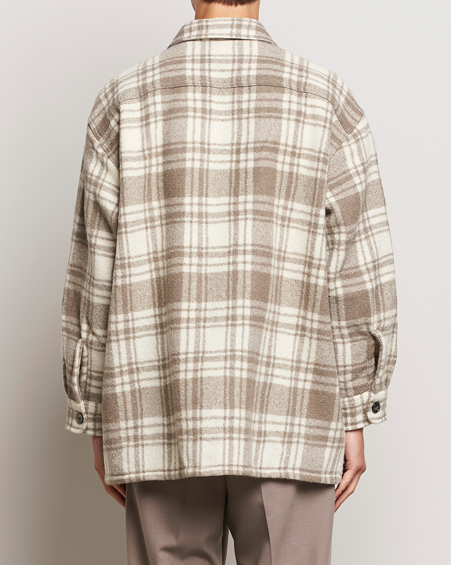 Herre | Skjorter | AMI | Wool Maxi Checked Overshirt Ivory/Clay