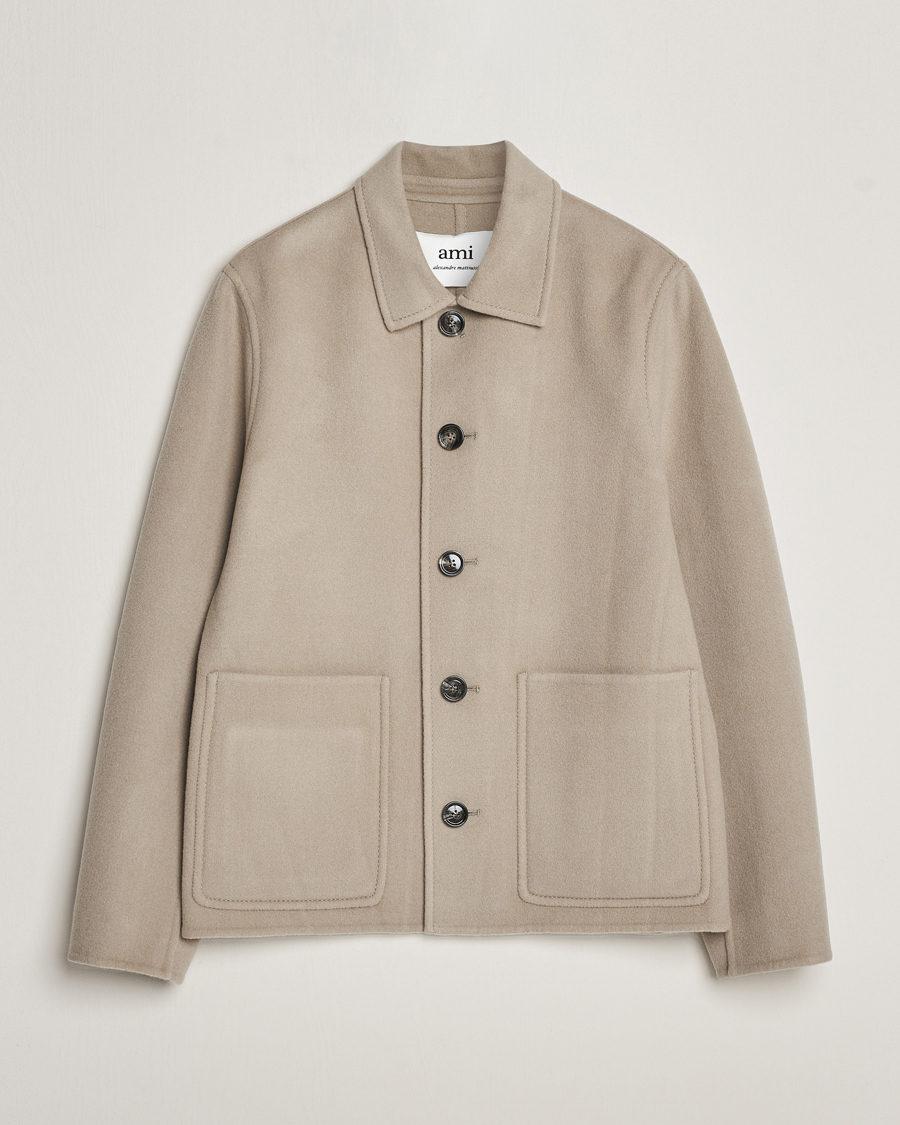Herre | AMI | AMI | Wool/Cashmere Short Coat Argile Beige